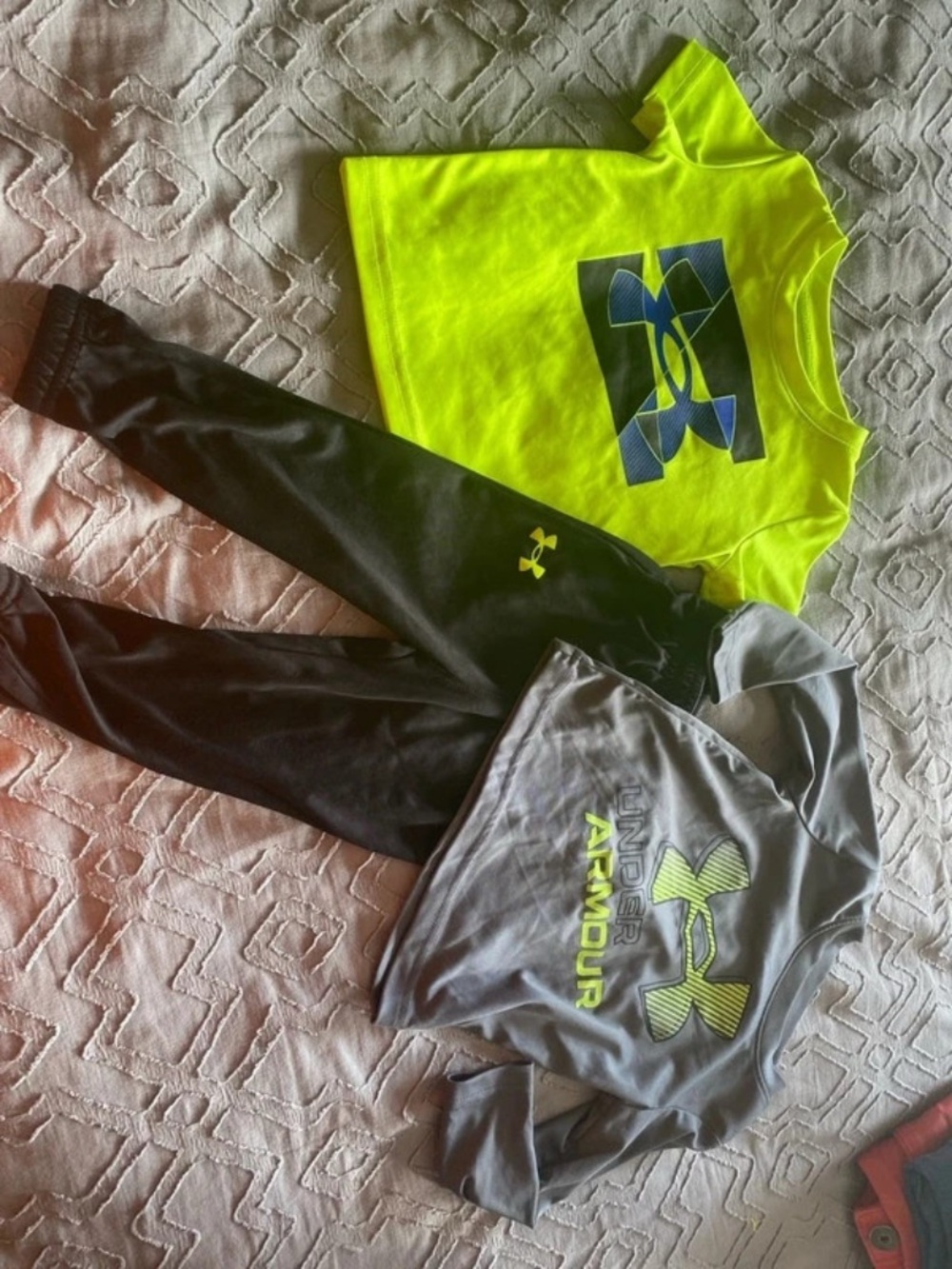 Under Armour Neon Yellow & Black Kids' Active Leggings Set